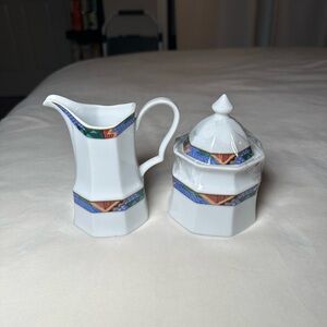 Studio Nova Sedona Sugar Bowl And Creamer White Patterned Set